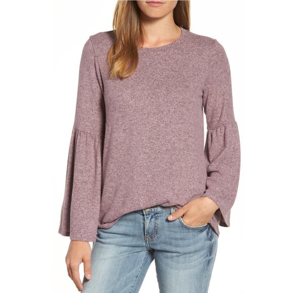 Gibson Sweaters - Gibson Bell Sleeve Cozy Fleece Pullover Sweater